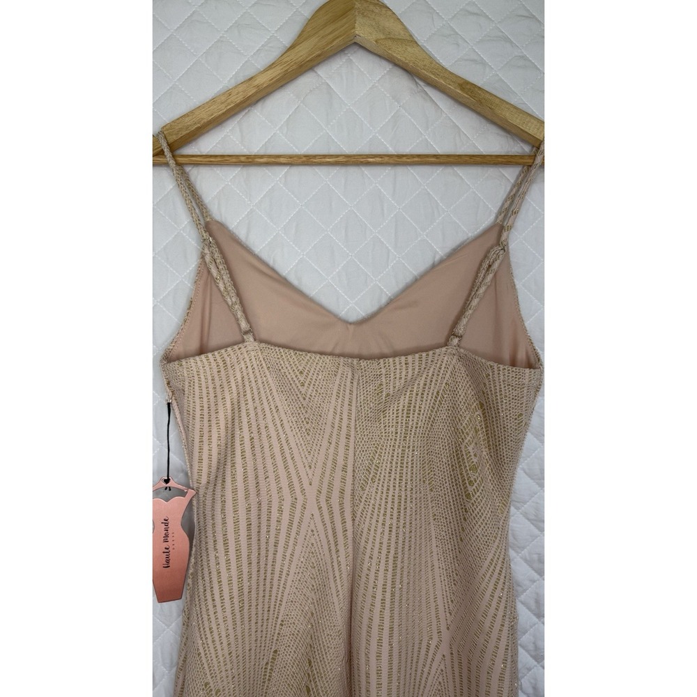 NWT Haute Monde Geometric Nude Gold Metallic Bodycon Dress Size L Art Deco Style - Picture 8 of 16